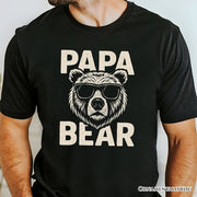 Papa Bear Sunglasses T-Shirt, Black Vintage Tee for Cool Dads 