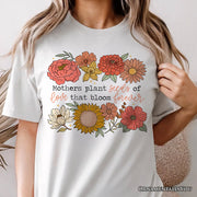 Seeds of Love Mama Floral T-Shirt, White, Natural and Black Retro Tee for Sentimental Mothers 