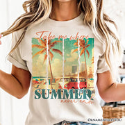 Summer Never Ends T-Shirt, Vintage White and Natural Van Tee 