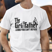 The Grillfather BBQ T-Shirt, White Funny Tee for Grillmaster Dads 