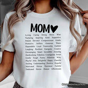 Words That Define Mom T-Shirt, Sweet Loving Mother’s White Tee for Strong and Beautiful Mothers 
