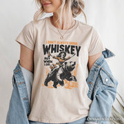 Alcohol Humor Retro T-Shirt, Funny Whiskey White and Natural Western Tee for Country Girl 