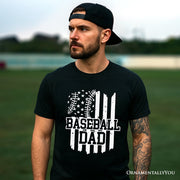 Baseball Dad T-Shirt, Black and White Patriotic Tee for Sports Fathers 