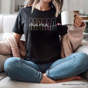 Colorblock Mama T-Shirt, Black Trendy Casual Women's Tee 