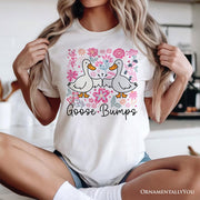 Funny Goose Bumps Floral T-Shirt, White, Natural and Black Sarcastic Goose Tee Gifts 
