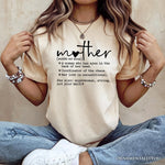 Funny Mom Definition T-Shirt, White, Natural and Black Tee for Strong and Real Mothers