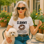 Glammy Leopard Lips T-Shirt, Coquette White Tee for Stylish and Glamorous Grandmas 