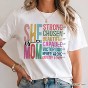 Inspirational Christian Mom T-Shirt, Affirmation White Tee for Strong and Motivated Mothers 