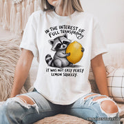 Lemon Squeezy Raccoon T-Shirt, Funny White Tee for Sarcastic People 