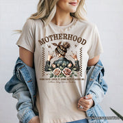 Motherhood Mama Rock T-Shirt, Retro White and Natural Tee for Strong and Rocking Mothers 