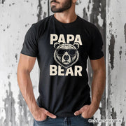 Papa Bear Sunglasses T-Shirt, Black Vintage Tee for Cool Dads 