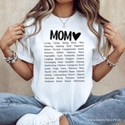 Words That Define Mom T-Shirt, Sweet Loving Mother’s White Tee for Strong and Beautiful Mothers 