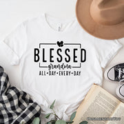 Blessed Grandma T-Shirt, All Day Every Day White and Black Tee for Faithful Grandmothers 