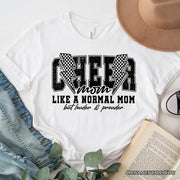 Cheer Mom Lightning T-Shirt, Cheerleader Retro White and Natural Tee for Proud Sports Mothers 