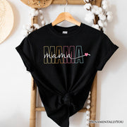 Colorblock Mama T-Shirt, Black Trendy Casual Women's Tee 