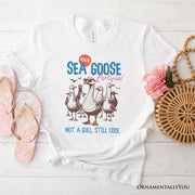 Cool Summer Sea Goose Certified T-Shirt, Funny Retro White and Natural Tee for Beach Lovers 