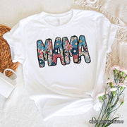 Daisy Floral Mama T-Shirt, Colorful Retro White Tee for Stylish and Cheerful Women