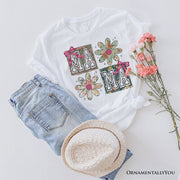 Floral Mama Coquette T-Shirt, White and Natural Boho Tee for Sweet and Stylish Moms 