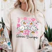 Funny Goose Bumps Floral T-Shirt, White, Natural and Black Sarcastic Goose Tee Gifts 