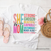 Inspirational Christian Mom T-Shirt, Affirmation White Tee for Strong and Motivated Mothers 