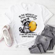 Lemon Squeezy Raccoon T-Shirt, Funny White Tee for Sarcastic People 
