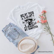 Not My Trash Not My Dumpster Cute Raccoon T-Shirt, White and Natural Vintage Coquette Bow Women Tee 
