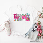 Preppy Pink Mama Coquette T-Shirt, Retro White and Black Tee for Trendy and Stylish Moms 