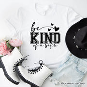 Sarcastic Be Kind T-Shirt, Retro White and Natural Tee for Bold Women with Bite 