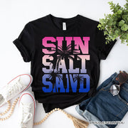 Sun Salt Sand Summer T-Shirt, Black Minimalist Beach Tee 