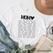 Words That Define Mom T-Shirt, Sweet Loving Mother’s White Tee for Strong and Beautiful Mothers 