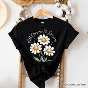 All Oopsies No Daisies T-Shirt, Funny Floral Natural and Black Tee for Quirky and Cottage Vibes 