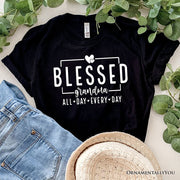 Blessed Grandma T-Shirt, All Day Every Day White and Black Tee for Faithful Grandmothers 