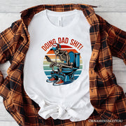 Doing Dad Stuff Skeleton T-Shirt, White and Black Funny Retro Tee for Bold Fathers 