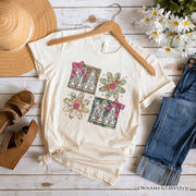 Floral Mama Coquette T-Shirt, White and Natural Boho Tee for Sweet and Stylish Moms 