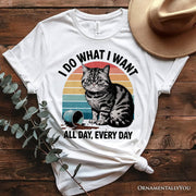 I Do What I Want Cat Retro T-Shirt, Unisex Sarcastic White Tee for Cat Lovers 