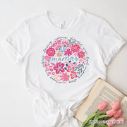 Inspiring Floral Mama T-Shirt, White, Black and Natural Boho Tee for Strong and Loving Mothers 