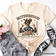 Motherhood Mama Rock T-Shirt, Retro White and Natural Tee for Strong and Rocking Mothers 