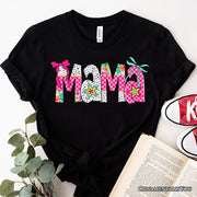 Preppy Pink Mama Coquette T-Shirt, Retro White and Black Tee for Trendy and Stylish Moms 