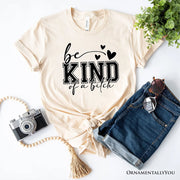 Sarcastic Be Kind T-Shirt, Retro White and Natural Tee for Bold Women with Bite 