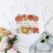 Seeds of Love Mama Floral T-Shirt, White, Natural and Black Retro Tee for Sentimental Mothers 