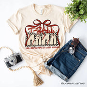 T-Ball Mama Coquette Red Bow T-Shirt, Retro White and Natural Tee for Proud Sports Moms 