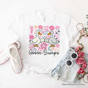 Funny Goose Bumps Floral T-Shirt, White, Natural and Black Sarcastic Goose Tee Gifts 