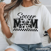 Soccer Mom Coquette Bow Retro T-Shirt, Stylish Game Day White Tee for Trendy and Proud Sports Mothers 