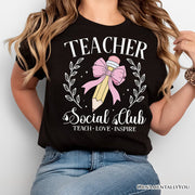 Teacher Social Club T-Shirt, White, Natural, and Black Tee for Stylish Educators 