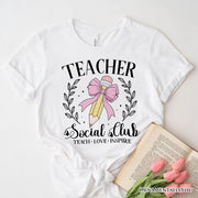 Teacher Social Club T-Shirt, White, Natural, and Black Tee for Stylish Educators 