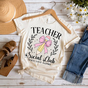 Teacher Social Club T-Shirt, White, Natural, and Black Tee for Stylish Educators 