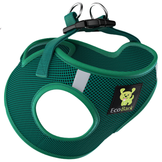 EcoBark Step In Dog Harness - XXXS to Small Breeds- Reflective Soft Mesh Harness for Teacup, Small Dogs and Puppies / Forest Green