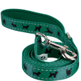 Load image into Gallery viewer, EcoBark Forest Green Dog Leash by Southlake Paws with padded grip, featuring black dog silhouettes on a green background.
