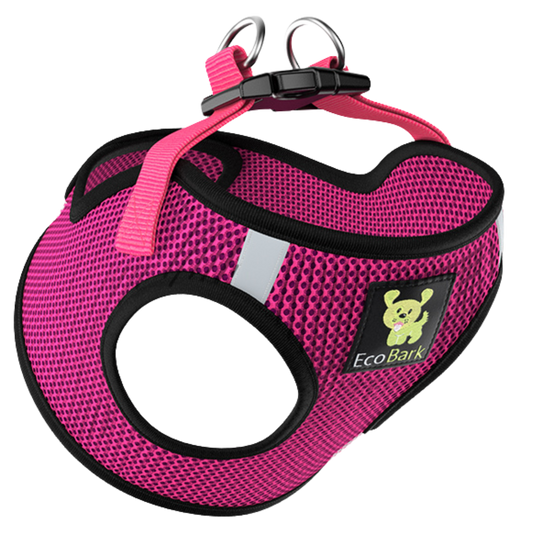 EcoBark Fuchsia Step In Dog Harness - Reflective Soft Mesh Harness for Teacup, Small Dogs and Puppies / Fuchsia Sport