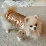Metallic Silver/Gold Faux Fur Hooded Dog Coat
